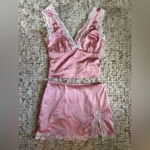 More to Come Pink Lace Trim Sleepwear Set